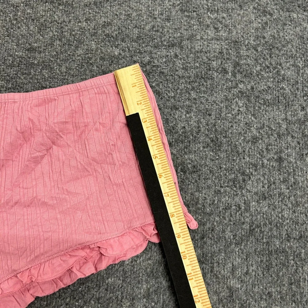 Victoria's Secret Pajama Shorts Womens XL Pink Ribbed Ruffle Trim Modal Cotton